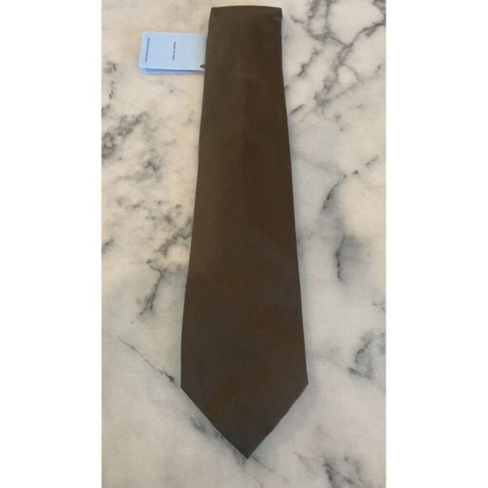 NWT Petronius 1926 100% Silk Handmade Solid Brown Woven Tie Made In Italy